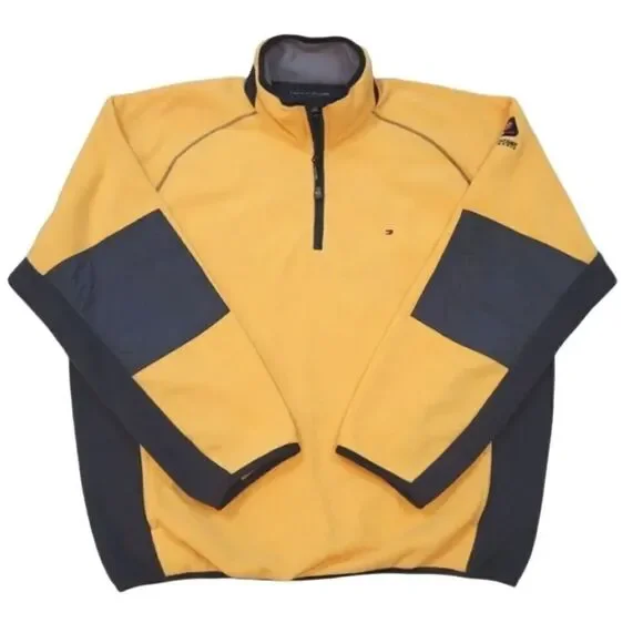 Vintage 90s Y2K Tommy Hilfiger Cold Stop Performance Fleece Jacket in Yellow XXL